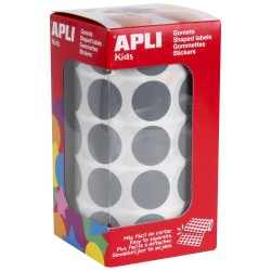 Apli Gomets Redondos Gris Ø 20mm - 59 Hojas Pretroqueladas - 1770 Gomets por Rollo - Desarrolla Habilidades y Capacidades - Cump