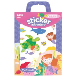 Apli Pegatinas de Papel Tematica Sirenas - 2 Escenarios 45x20cm - 33 Gomets Removibles - Formato Viaje con Cajita Asa - Recomend