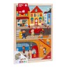 Apli Kids Puzle de Niveles la Ciudad - 254x5x376 mm - 28 Piezas de Madera - Diseño Infantil, Colorido, Claro y Simple - Bolsa de