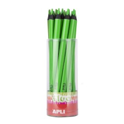 Apli Lapices Jumbo Fluor Verde - Triangulares de 5mm - Mejor Sujecion y Cobertura - Pack de 18 Unidades - Formato para Expositor