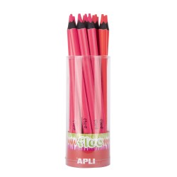Apli Lapices Jumbo Fluor Rosa - 5mm de Grosor Triangular - Mejor Sujecion y Mayor Cobertura - Pack de 18 Unidades - Formato Prac