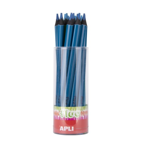 Apli Lapices Jumbo Fluor Azul - Triangulares de 5mm - Mejor Sujecion y Cobertura - Pack de 18 Unidades - Formato para Expositor