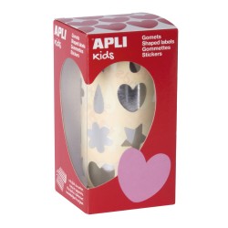 Apli Gomets Formas Surtidas Plata - 720 Gomets por Rollo - Adhesivo Permanente - Facil Separacion