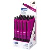 Milan Compact Expositor de 20 Boligrafos de Bola Retractiles - Punta Redonda 1mm - Cuerpo Violeta/Negro - Color Rojo