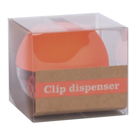 Apli Fluor Collection Dispensador de Clips - Ø 70x60 mm - Tapa Magnetica "Soft Touch" Naranja - Incluye 50 Clips Amarillo Fluore