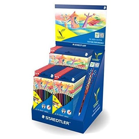 Staedtler Noris Colour 185 Expositor con 20 Estuches de Lapices de Colores - Diseño Hexagonal -  - Colores Surtidos