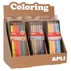 Apli Jumbo Set de Lapices - 5mm de Grosor - 12 Cajas Surtidas con 6 Lapices Cada Una - Fluo, Metal y Pastel