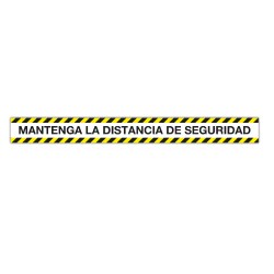Apli Tira de Señalizacion Adhesiva "Mantenga Distancia de Seguridad" - 1000x100mm - Film de PVC de 100 Micras con Barniz Mate Pr