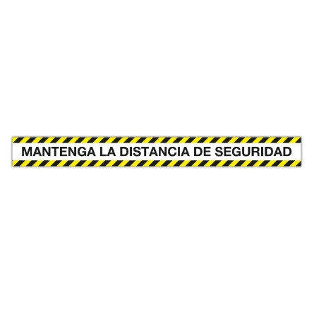 Apli Tira de Señalizacion Adhesiva "Mantenga Distancia de Seguridad" - 1000x100mm - Film de PVC de 100 Micras con Barniz Mate Pr
