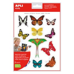 Apli Gomets Tematicos Realistas Mariposas - 24 Unidades por Bolsa - Adhesivo Removible - Fotografias a Todo Color - Adhesivo Bas