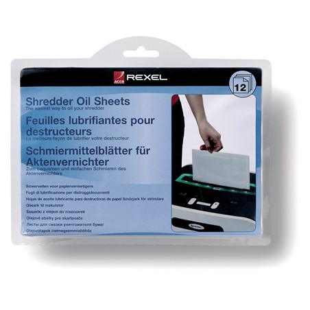 Rexel Pack de 12 Hojas Lubricantes para Destructoras