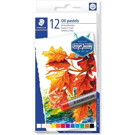 Staedtler Pasteles al Oleo 2420 Pack de 12 Ceras Blandas - Resistencia a la Rotura - Extremadamente Brillantes - Colores Surtido