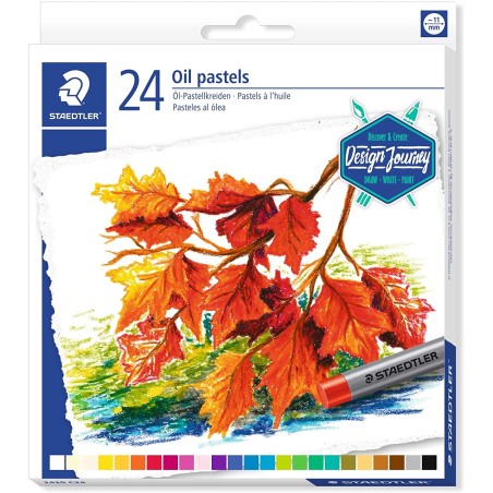 Staedtler Pasteles al Oleo 2420 Pack de 24 Ceras Blandas - Resistencia a la Rotura - Extremadamente Brillantes - Colores Surtido