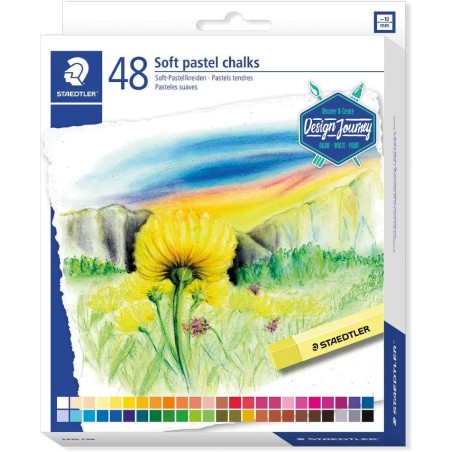Staedtler 2430 Pack de 48 Tizas Pastel Suave - Excelentes para Mezclar Colores - Resistencia a la Luminosidad - Colores Surtidos