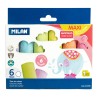 Milan Pack de 6 Tizas Maxi - Redondas - Antipolvo - No Contienen Caseina ni Yeso - Colores Surtidos