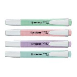 Stabilo Swing Cool Pastel Pack de 4 Marcadores Fluorescentes - Cuerpo Plano - Punta Biselada - Trazo entre 1 y 4mm - Tinta con B
