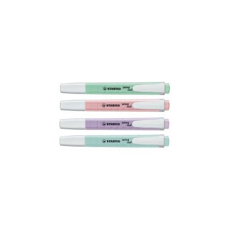 Stabilo Swing Cool Pastel Pack de 4 Marcadores Fluorescentes - Cuerpo Plano - Punta Biselada - Trazo entre 1 y 4mm - Tinta con B