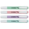 Stabilo Swing Cool Pastel Pack de 4 Marcadores Fluorescentes - Cuerpo Plano - Punta Biselada - Trazo entre 1 y 4mm - Tinta con B