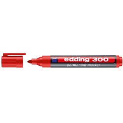 Edding 300 Rotulador Permanente - Punta Redonda - Trazo entre 1.5 y 3 mm. - Tinta Casi Inodora - Capuchon con Clip - Secado Rapi