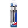 Staedtler Pigment Liner 308 Pack de 3 Rotuladores Calibrados + 1 Portaminas - Secado Rapido - Color Negro