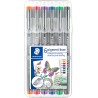Staedtler Pigment Liner 308 Pack de 6 Rotuladores Calibrados - Trazo 0.5mm - Secado Rapido - Colores Surtidos