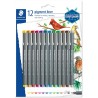 Staedtler Pigment Liner 308 Pack de 12 Rotuladores Calibrados - Trazo 0.5mm - Secado Rapido - Colores Surtidos