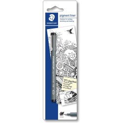 Staedtler Pigment Liner 308 Blister con Rotulador Calibrado - Trazo 0.8mm - Punta Engarzada en Metal - Color Negro