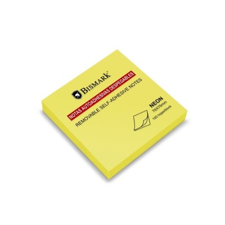 Bismark Bloc de 100 Notas Adhesivas 76x76mm - Color Amarillo Neon
