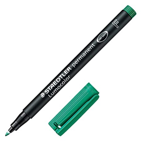 Staedtler Lumocolor 318 Rotulador Permanente - Punta Fina Redonda - Trazo 0.6mm - Capuchon con Clip - Secado Rapido - Color Verd