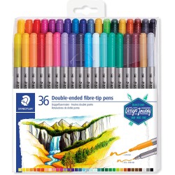 Staedtler 3200 Pack de 36 Rotuladores de Doble Punta - Resistente a la Presion - Colores Surtidos