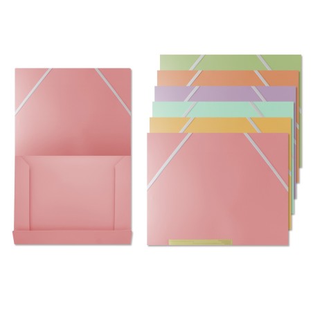 Bismark Carpeta de Solapa Polipropileno - Tamaño A4 - Cierre con Gomas - Colores Surtidos Pastel