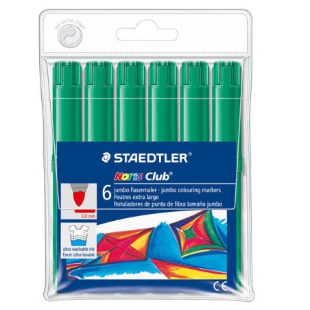 Staedtler Noris Watercolour 340 Pack de 6 Rotuladores de Gran Tamaño - Trazo 3mm Aprox - Lavable Facilmente - Tinta Base de Agua
