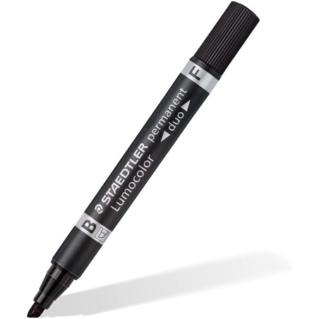 Staedtler Lumocolor 348 Rotulador Permanente de Doble Punta - Secado Rapido - Color Negro