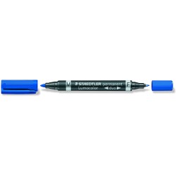 Staedtler Lumocolor 348 Rotulador Permanente de Doble Punta - Secado Rapido - Color Azul