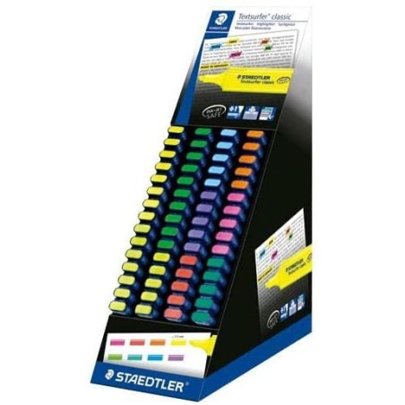 Staedtler Textsurfer Classic 364 Expositor de 60 Marcadores Fluorescentes - Punta Biselada 1 - 5 mm Aprox - Secado Rapido - Colo