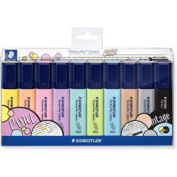 Staedtler Textsurfer Classic 364 Pack de 10 Marcadores Fluorescentes - Secado Rapido - Trazo 1 - 5mm - Colores Surtidos