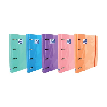 Oxford Europeanbinder Classic Carpeta de 4 Anillas Formato A4+ con Recambio Cuadriculado 5x5mm y 4 Taladros - Cierre con Goma El