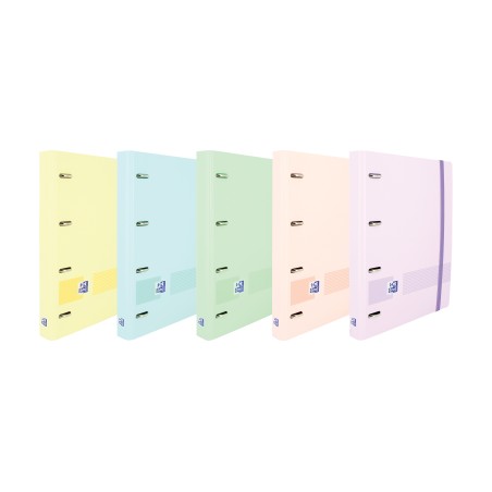 Oxford Europeanbinder Live & Go Carpeta de 4 Anillas Formato A4+ con Recambio Cuadriculado 5x5mm y 4 Taladros - Tapa de Plastico