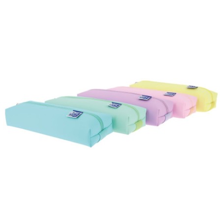 Oxford Kangoo Live & Go Estuche Rectangular Mediano - Goma Elastica para unirlo al Cuaderno - Colores Surtidos Pastel