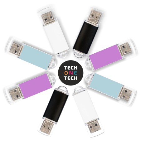 TechOneTech Basic Serie Pro Pack Ahorro de 8 Memorias USB 2.0 32GB - Colores Surtidos (Pendrive)