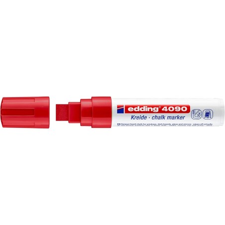 Edding 4090 Rotulador de Tiza Liquida - Punta Biselada - Trazo entre 4 y 15mm - Olor Neutro - Color Rojo