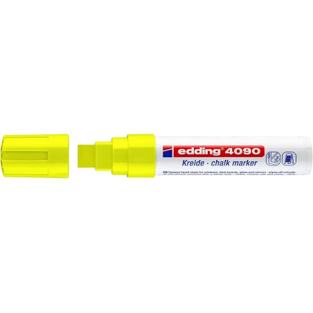 Edding 4090 Rotulador de Tiza Liquida - Punta Biselada - Trazo entre 4 y 15mm - Olor Neutro - Color Amarillo Neon