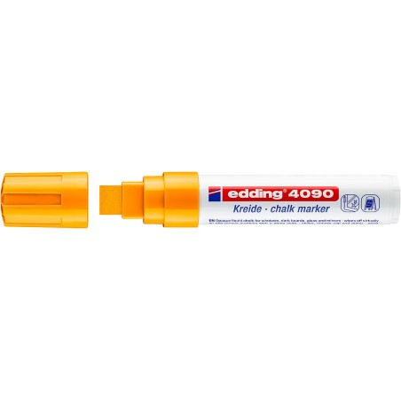 Edding 4090 Rotulador de Tiza Liquida - Punta Biselada - Trazo entre 4 y 15mm - Olor Neutro - Color Naranja Neon