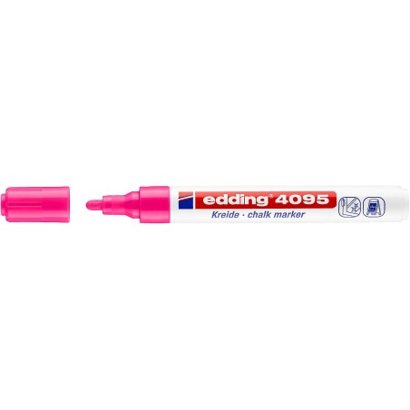 Edding 4095 Rotulador de Tiza Liquida - Punta Redonda - Trazo entre 2 y 3mm - Olor Neutro  - Color Rosa Neon