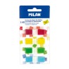 Milan Bloc de 140 Puntos de Pagina de Colores Transparentes - Plastico - Removibles - Medidas 45mm x 12mm - Colores Surtidos