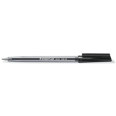 Staedtler Stick 430 Boligrafo con Capuchon - Punta 0.35mm - Tinta Endeleble - Color Negro