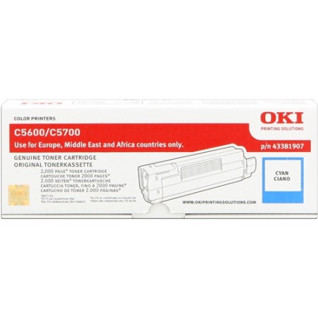 OKI C5600/C5700 Cyan Cartucho de Toner Original - 43381907