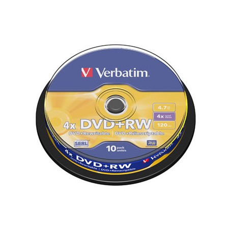 Verbatim DVD+RW Regrabable 4x 4.7GB (Tarrina 10 Uds)