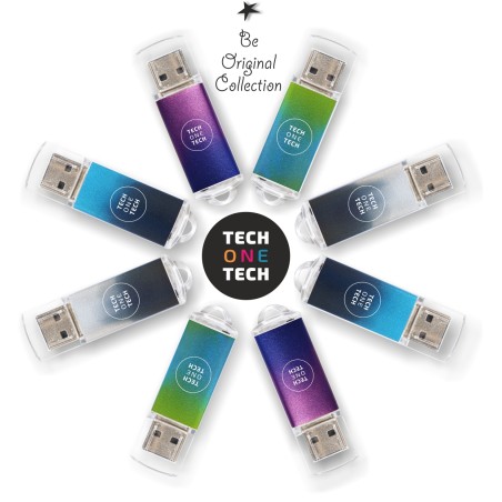 TechOneTech Be Original Gradient Pack Ahorro de 8 Memorias USB 2.0 32GB - Diseños Surtidos (Pendrive)