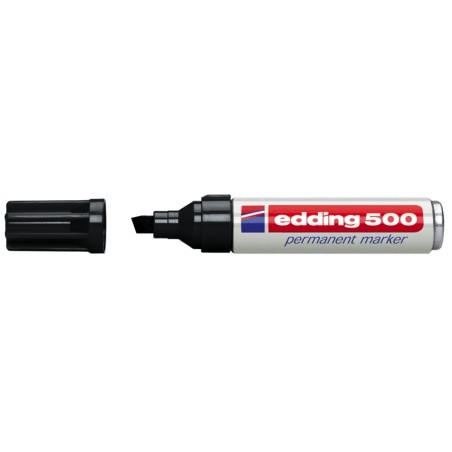Edding 500 Rotulador Permanente - Punta Biselada - Trazo entre 2 y 7 mm. - Recargable - Secado Instantaneo - Color Negro